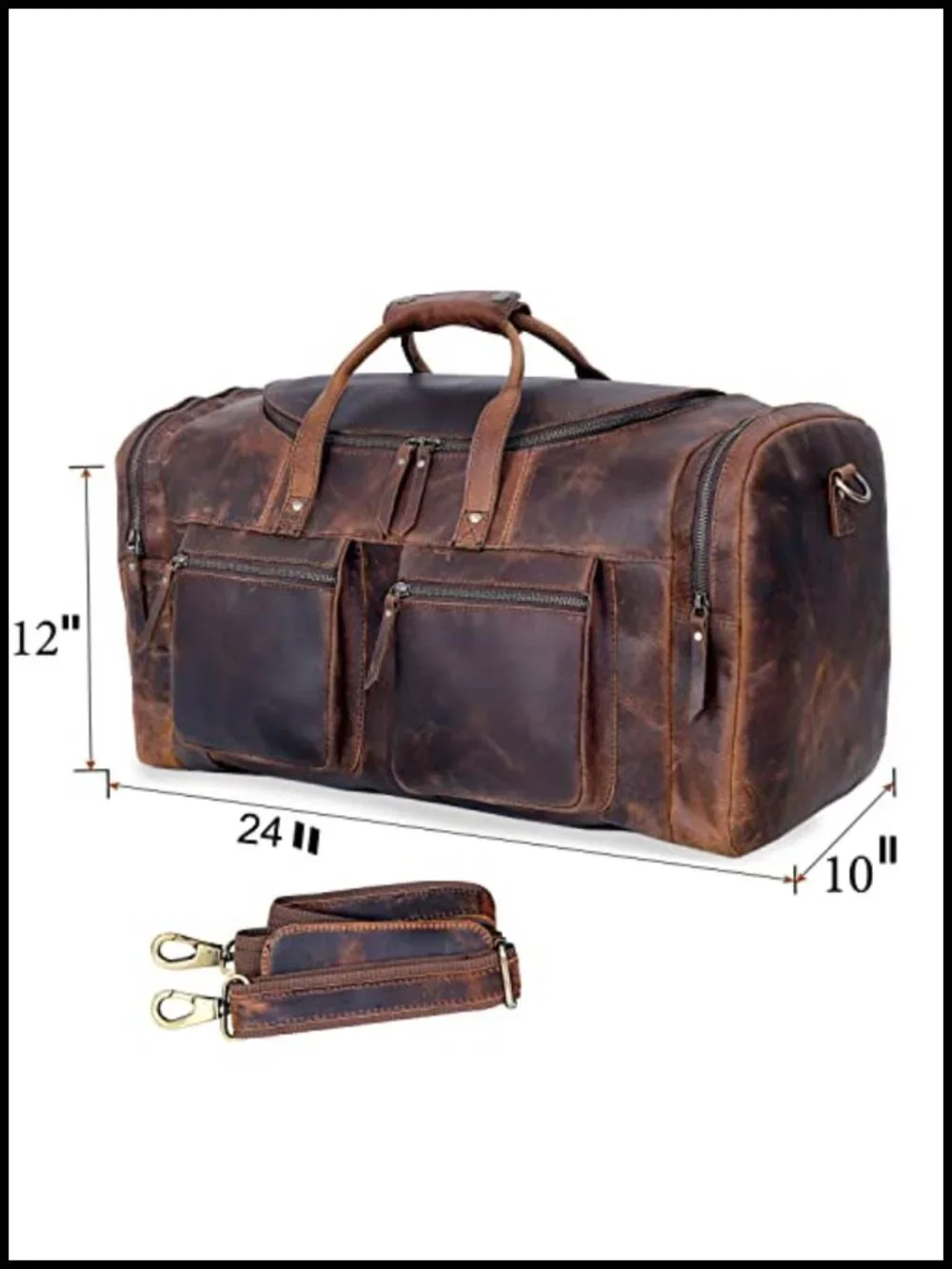 Vintage Leather Duffel Bag Full Grain Cowhide Carry On Luggage Gym Overnight